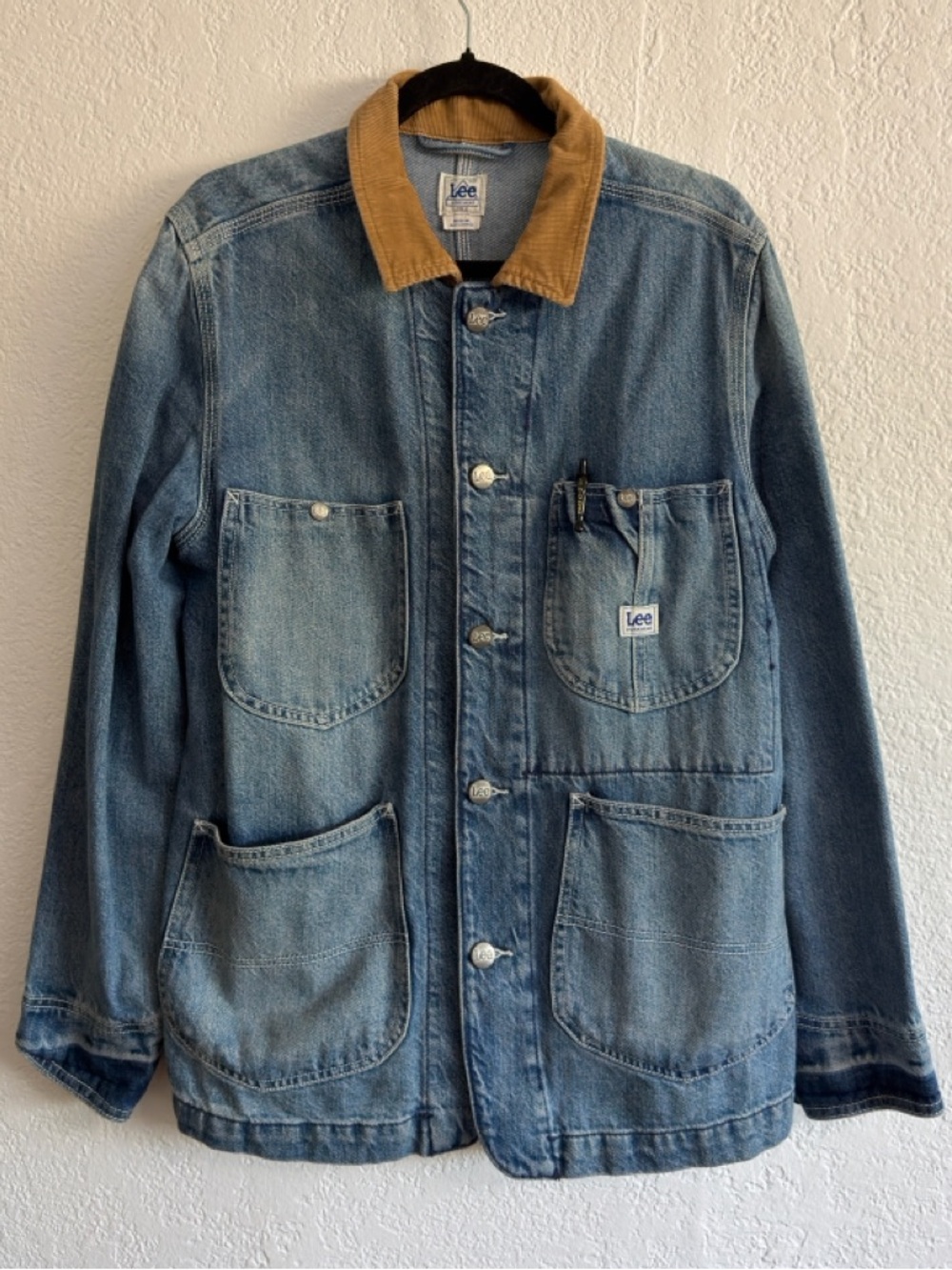 Lee Workwear Denim Jacket with Tan Corduroy Collar